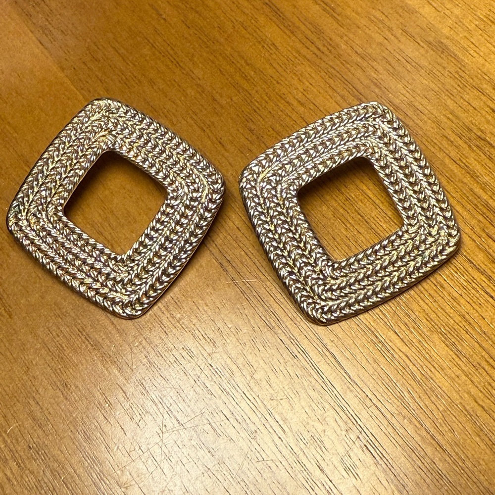 Gold Square Woven Earrings VINTAGE